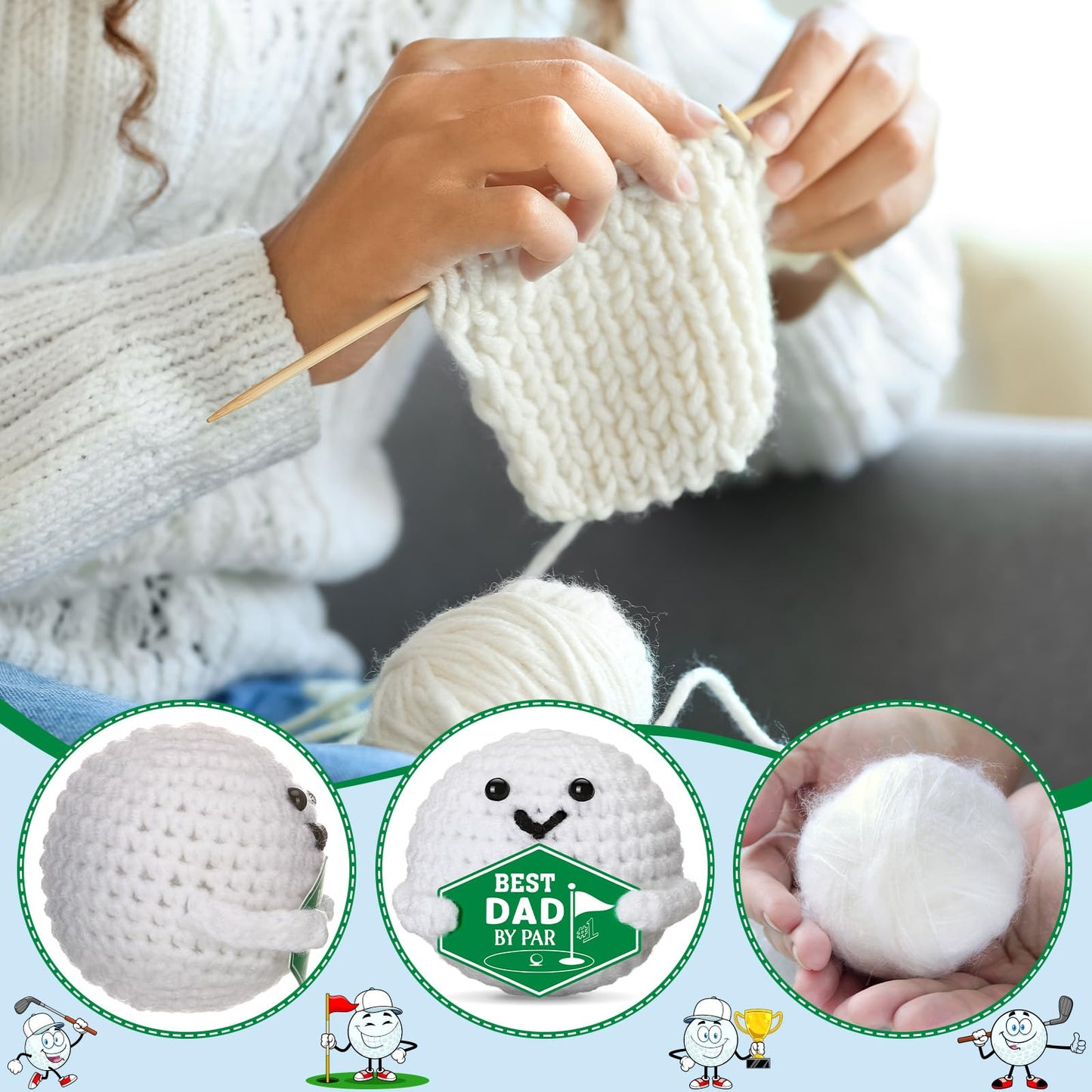 XgiftCreat Golf Gifts for Dad – Best Dad by Par Crochet Golf Ball