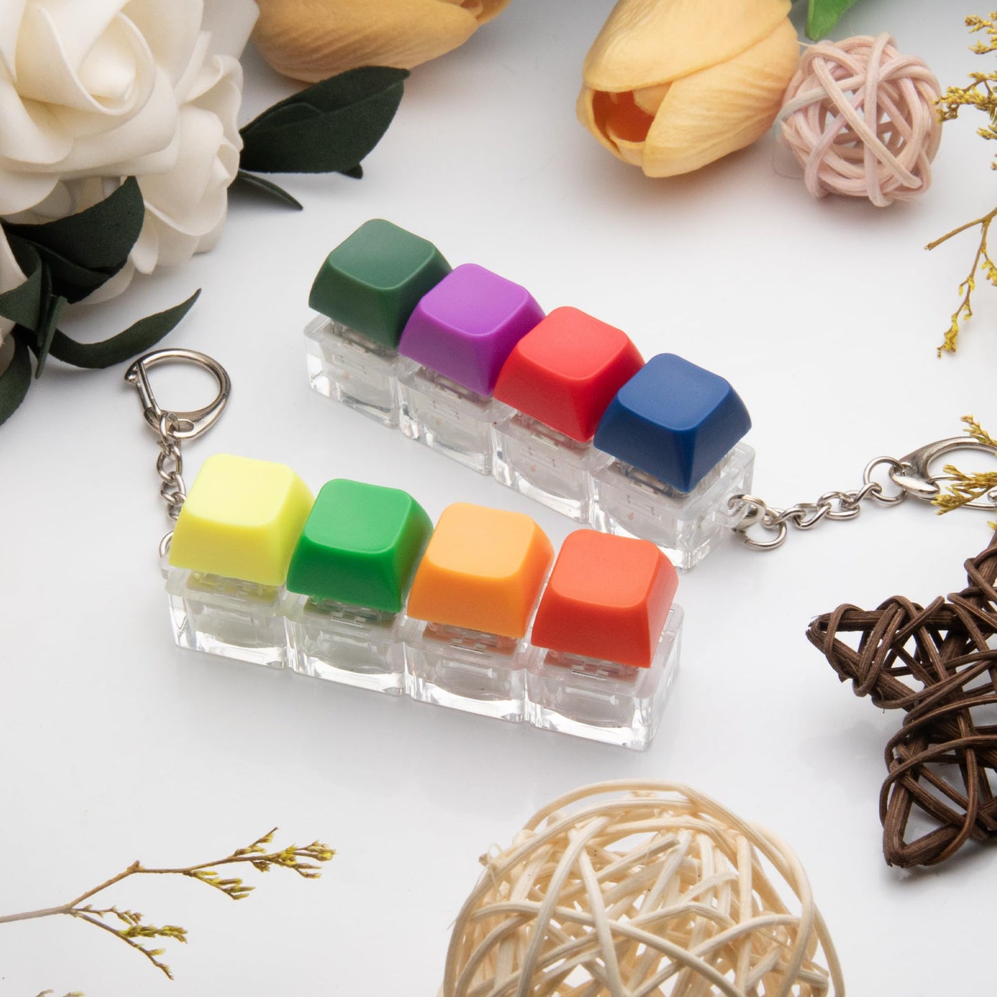 XiawaLangzhuo 2-Pc Keyboard Fidget Toy – 4-in-1 Keychain Clicker for Focus