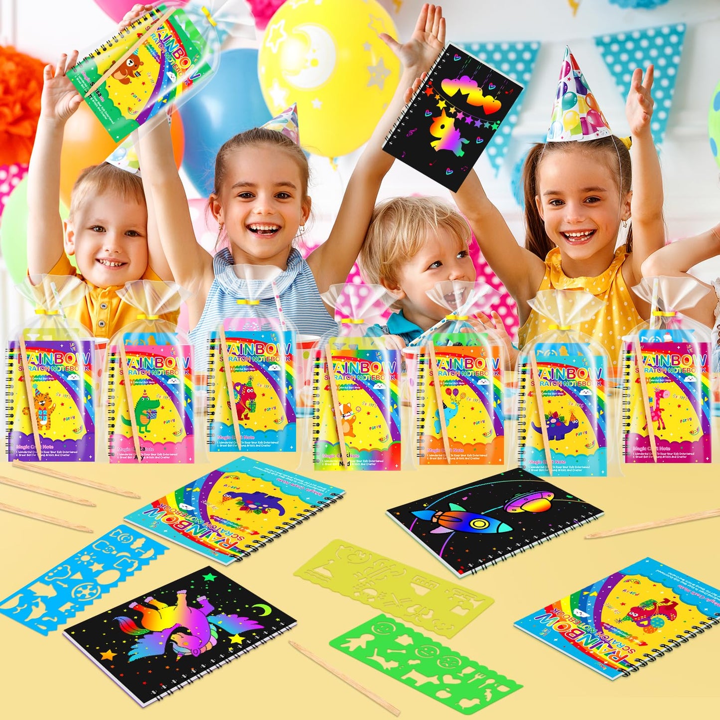 Ximoeo Valentines Scratch Art Gift Set for Kids – 24 Notepads & Cards