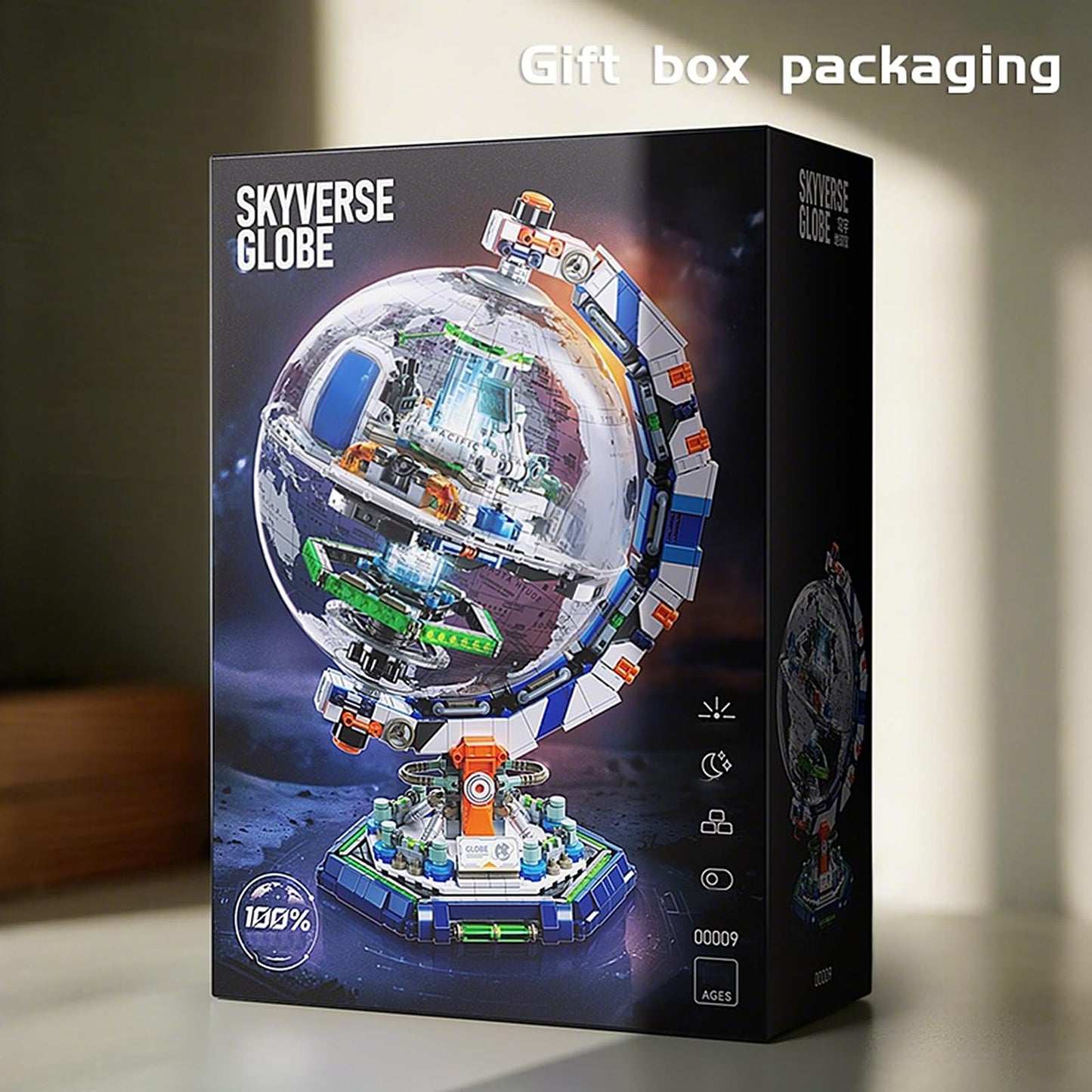 Xingya Youpin Space Station Globe Building Set – 1793 Pcs LED Rotating Display Model for Adults