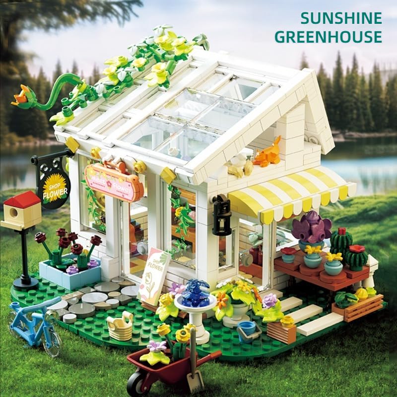 Xingya Youpin Flowers House Building Set with Lights - 832-Piece Sunshine Greenhouse for Adults