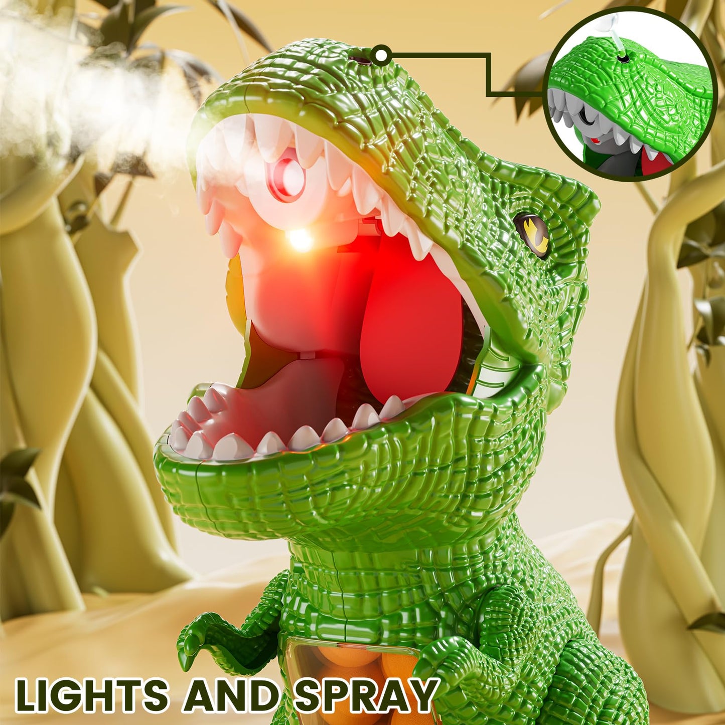 XINNOVEL Movable Dinosaur Shooting Toy for Kids 3-12 – LCD Score, Foam Balls, Air Pump Launcher