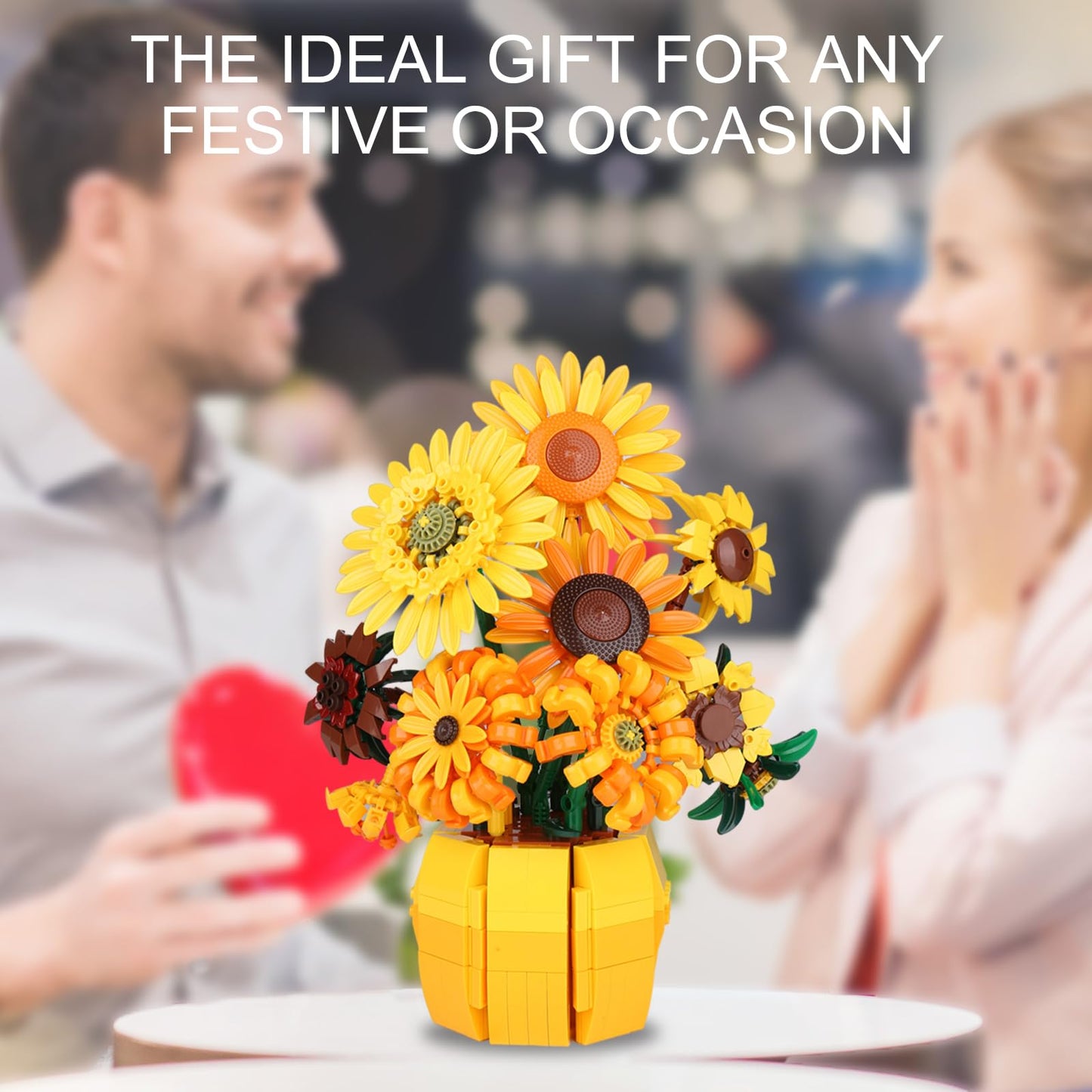 Xixikocol Sunflower Building Blocks Set for Adults – Van Gogh Inspired Botanical Collection (1009 PCS) | Lego-Compatible Flower Kit