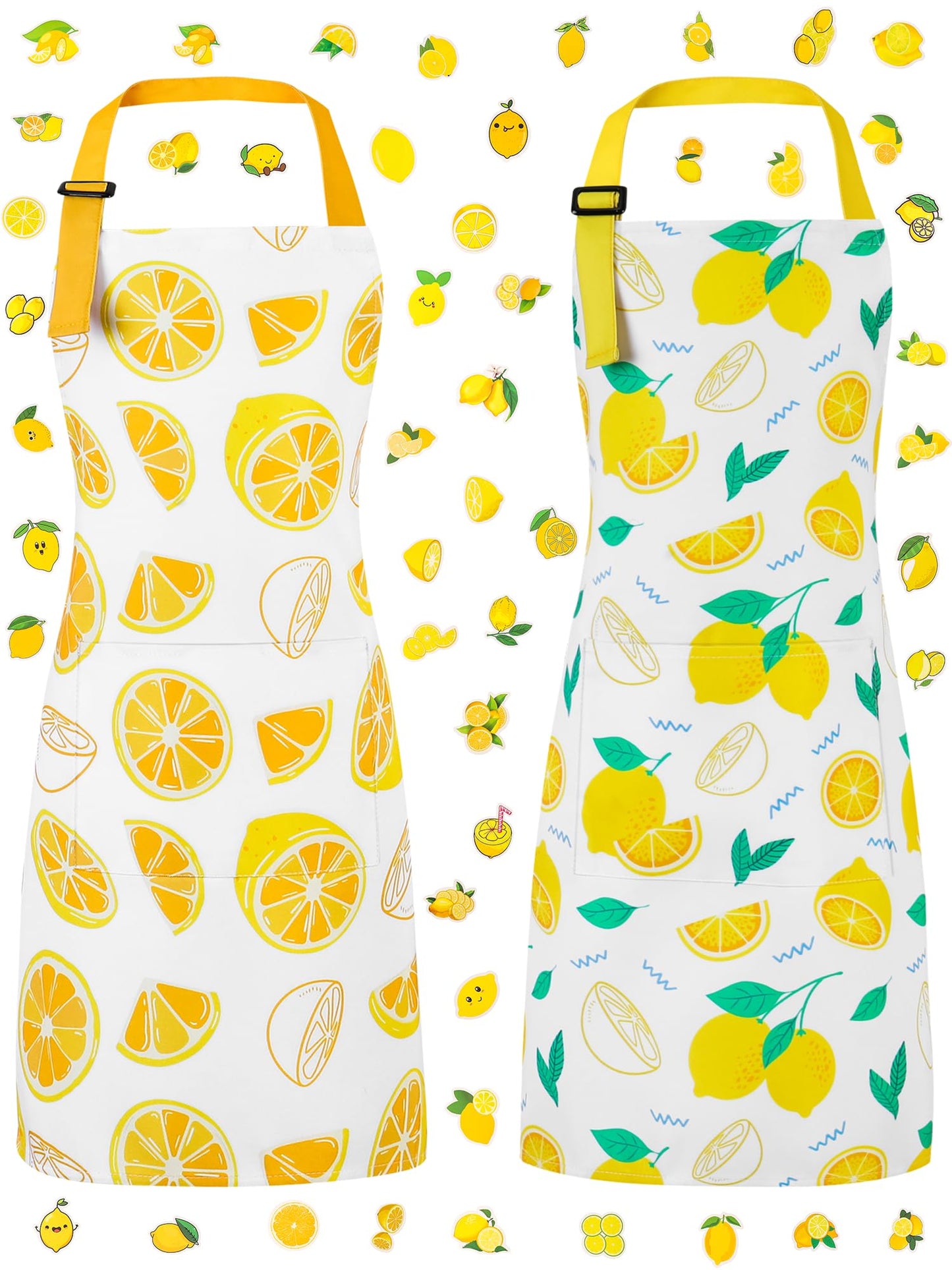 XLSXEXCL 2-Pack Lemon Kids Aprons | Adjustable for Painting, Cooking & Lemonade Stands
