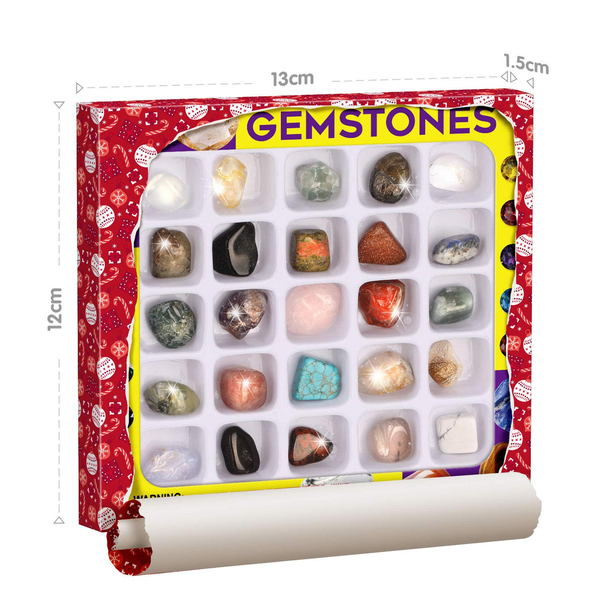 XX Rocks Collection 25PCS: Kids’ Geology Gem Kit with Gemstones, Tumbled Stones & Identification Guide | STEM Education