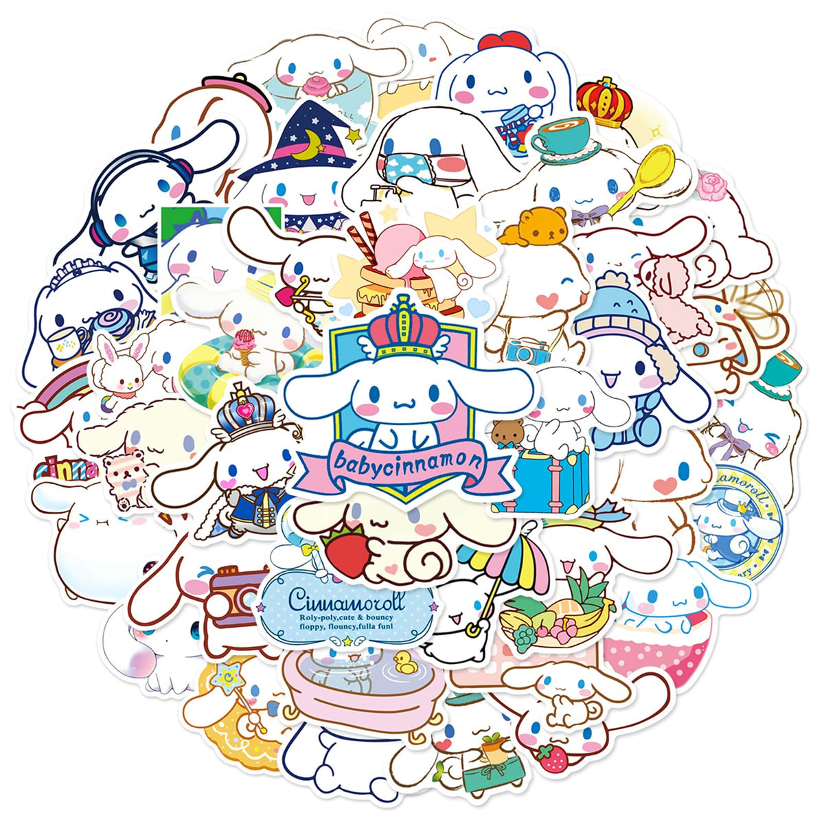 XXMML 50pcs Cute Cinnamoroll Stickers – Waterproof Vinyl Decals for Laptop, Water Bottle & More