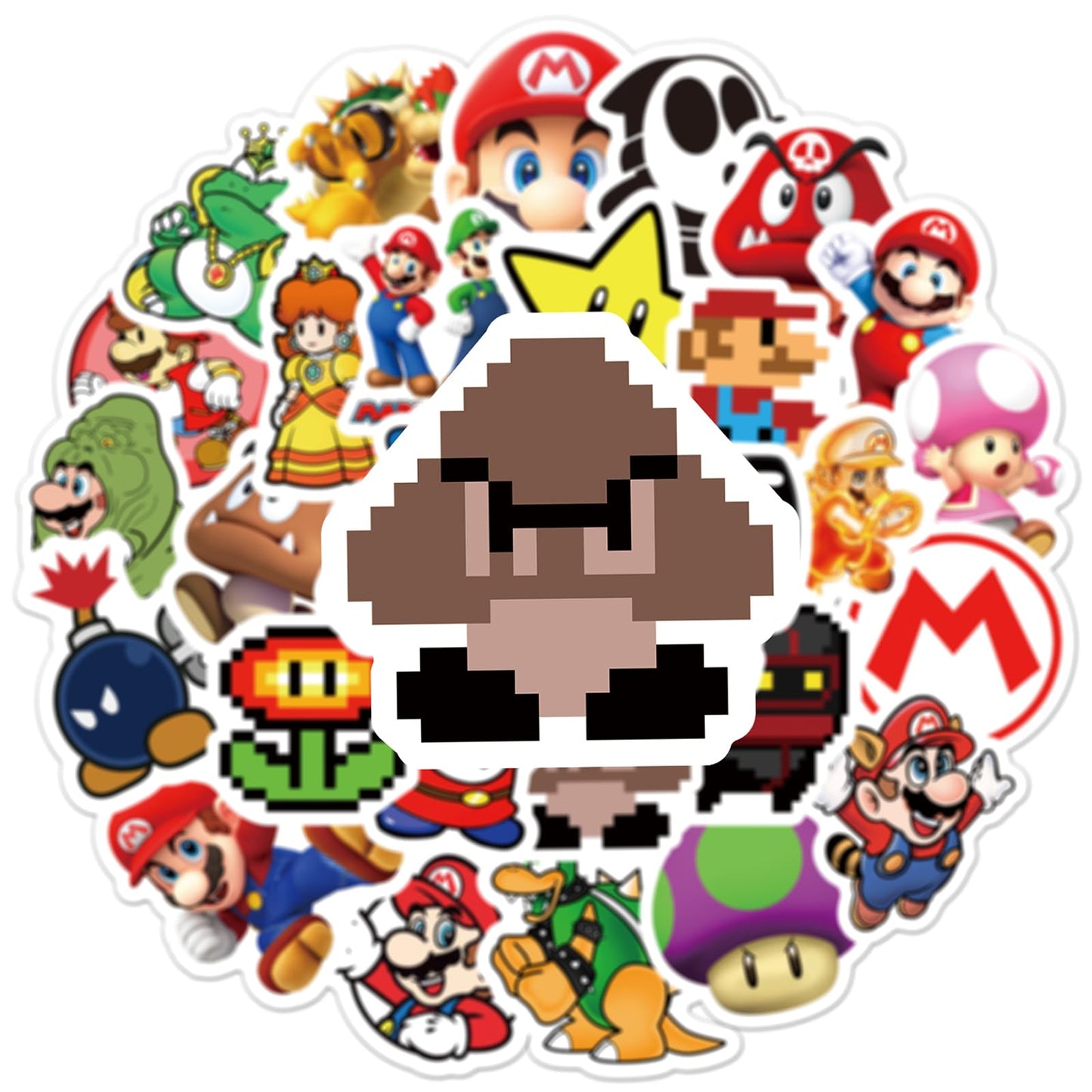 XXMML 50-Pack Mario Stickers – Waterproof Vinyl Decals for Laptops, Water Bottles, Phones, Bikes, Skates