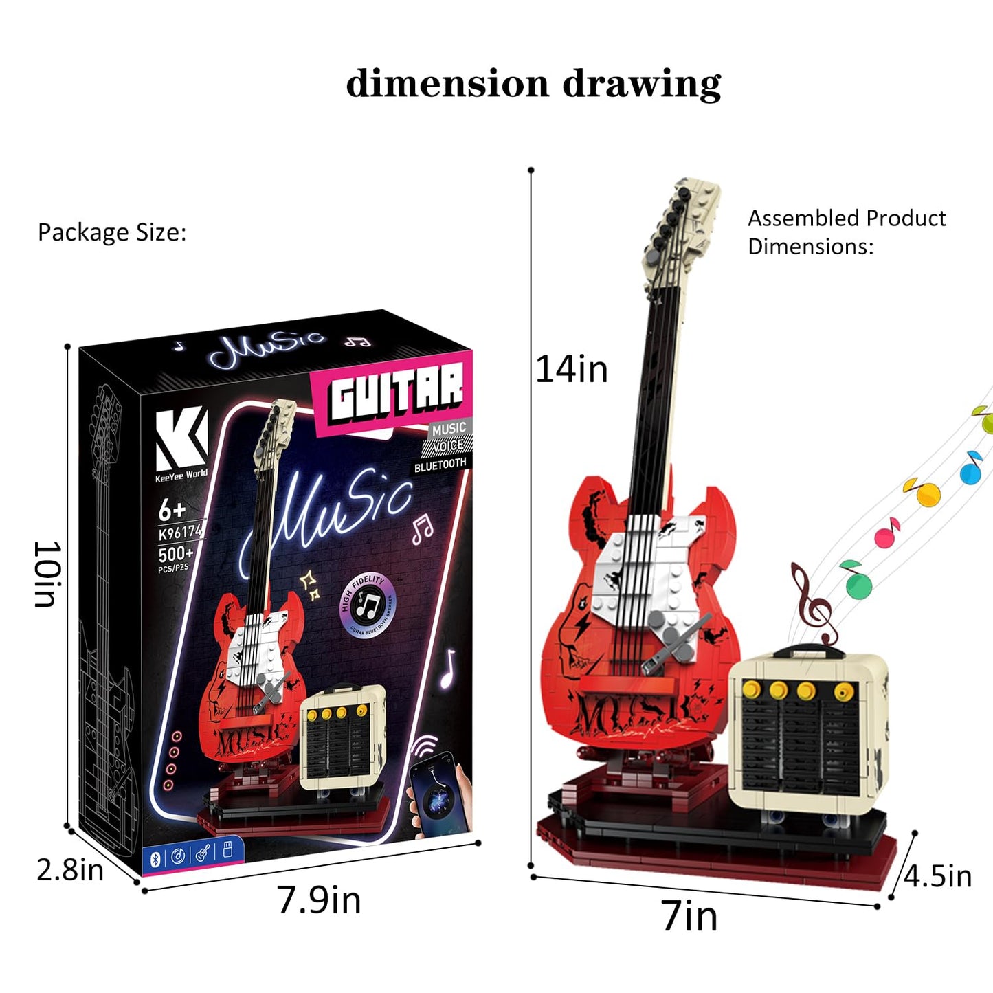 XYDongtong Guitar Music Interactive Building Set – DIY Guitar Model Toy with Bluetooth Reverb