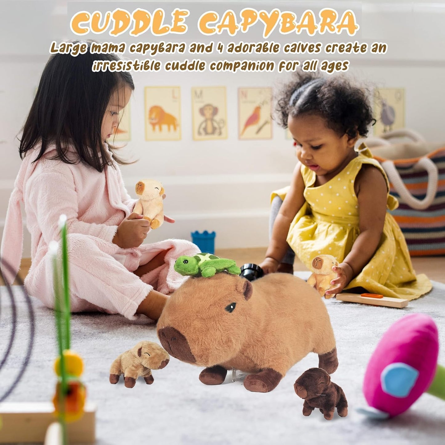 XYHQYB 5 in 1 Capybara Plush — 14.2-Inch Mommy with 4 Babies