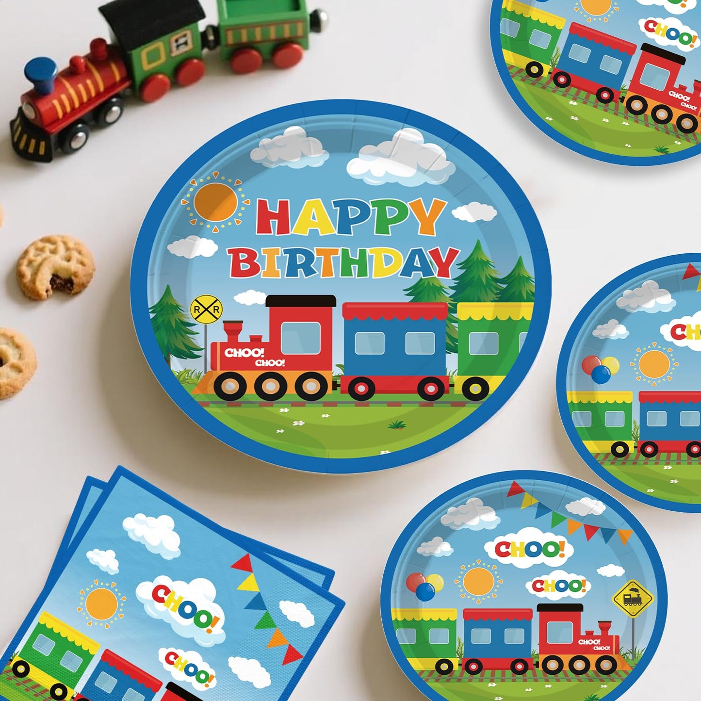 Xynic Train Birthday Decorations – 201 Pcs Complete Train-Themed Party Set