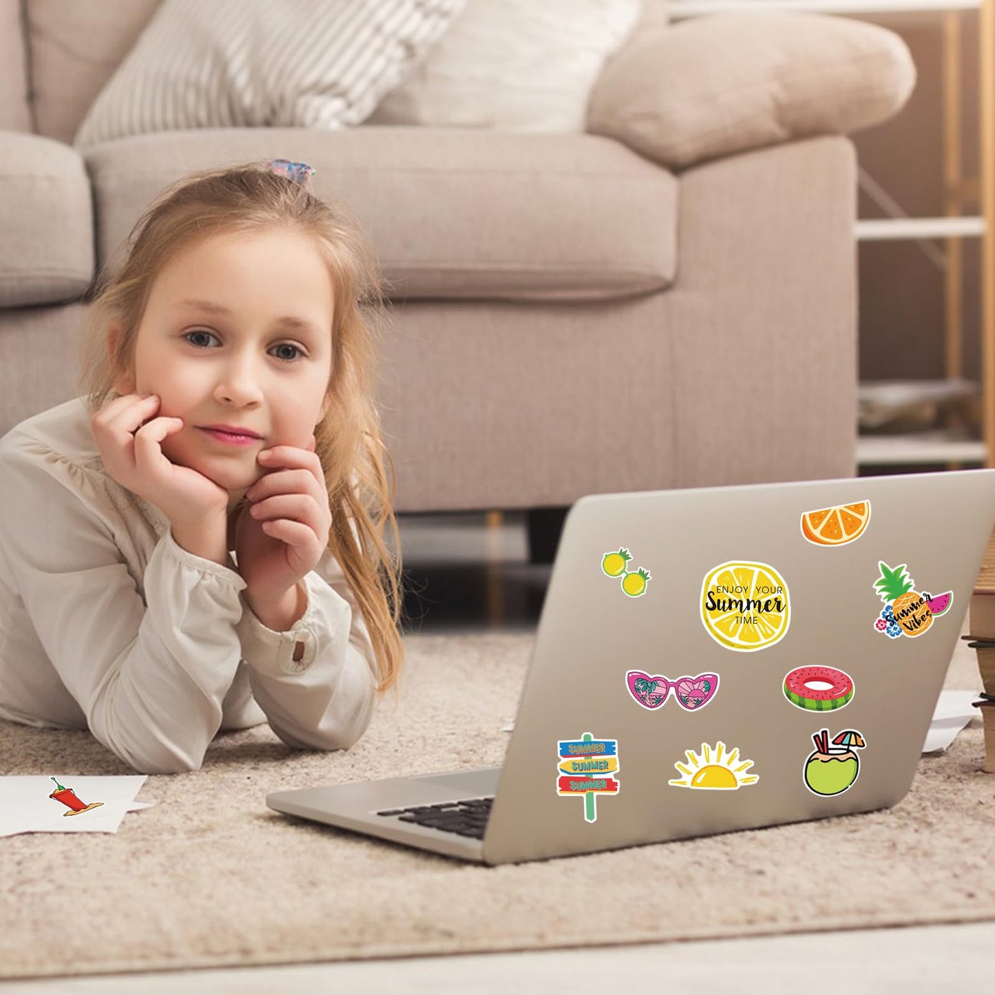 XZENTIRA 100 PCS Summer Stickers for Kids – Waterproof Beach Vinyl for Laptops & Bottles