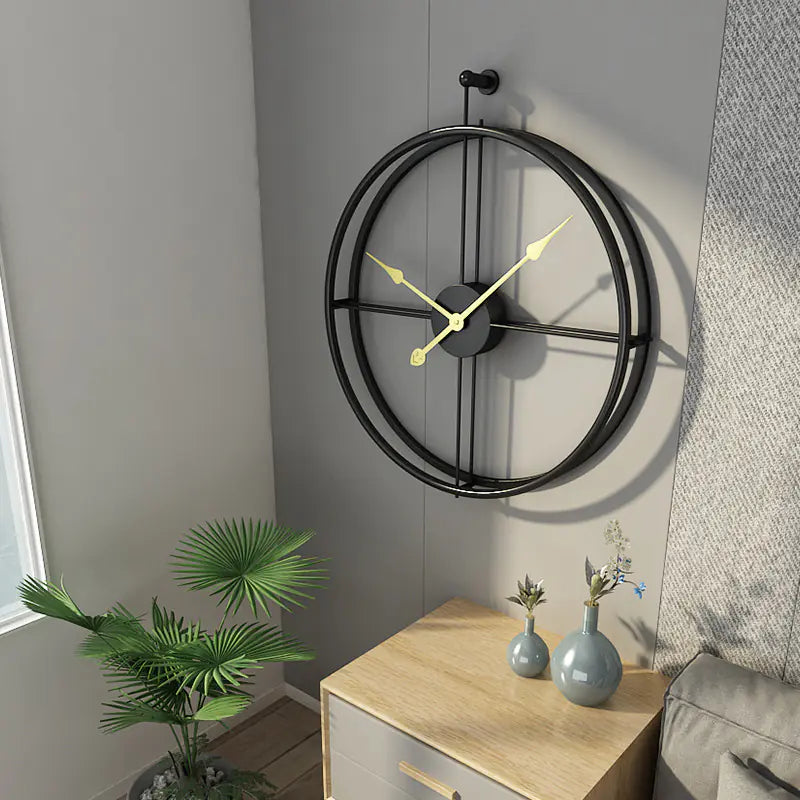 Nordic Creative Iron Wall Clock – Minimalist Metal Design for Living Room