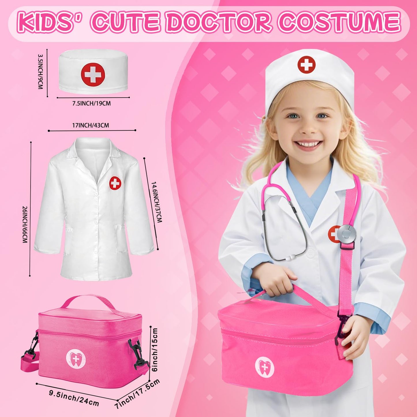 XZZO Doctor Kit for Kids – Wooden Dentist Play Set with Stethoscope & Accessories | Safe Pretend Play 3+