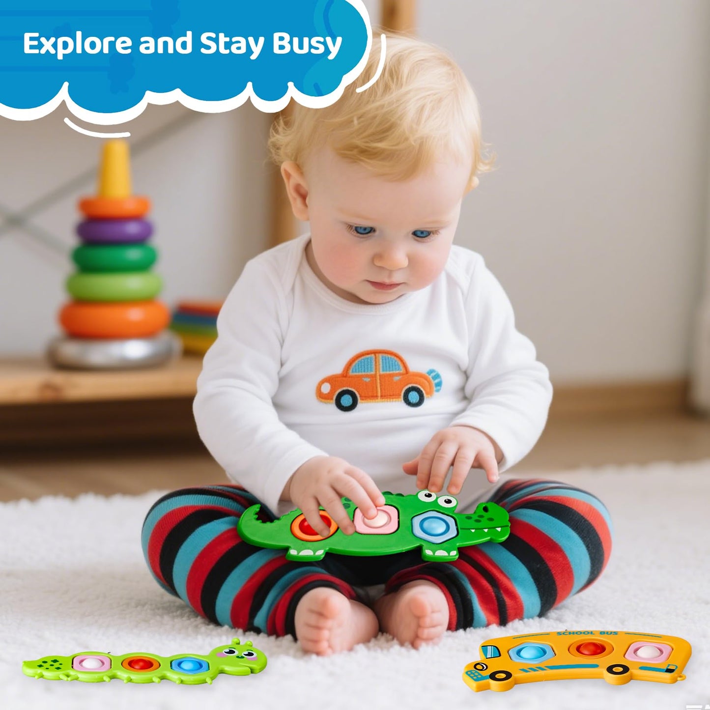 Yagnie Fidget Push Pop Bubble Popper – Sensory Travel Toy (6+ Months)