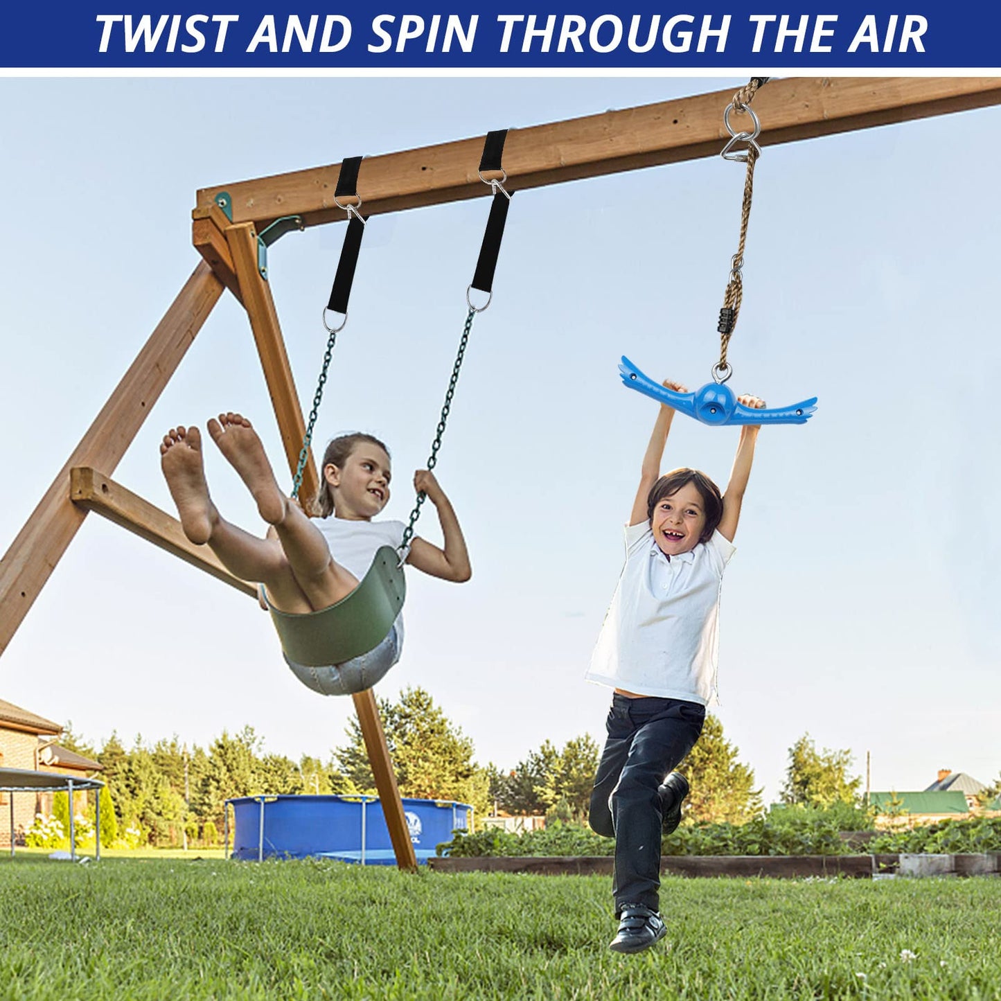 YAMIPROBI Ninja-Twister Swing Spins Set — 360° Handle Twist-Spin Toy for Playground & Backyard