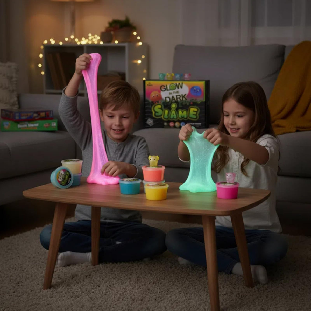Yaobilei Glow in The Dark Slime Kit (12 Pack) with Axolotl Charms | Non-Toxic, Mess-Free Play