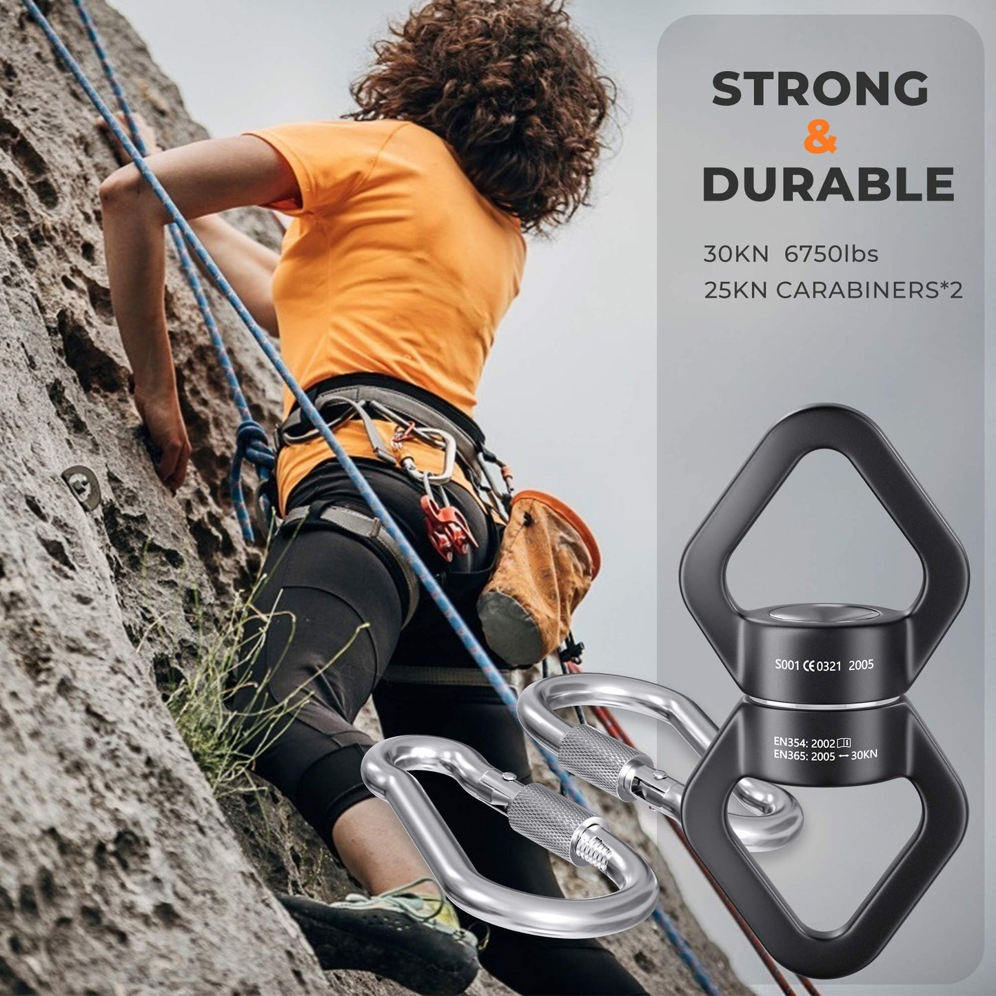 YARKOR Swing Swivel — 360° Safety Rotational Device, 30KN Capacity for Swings & Aerial Arts
