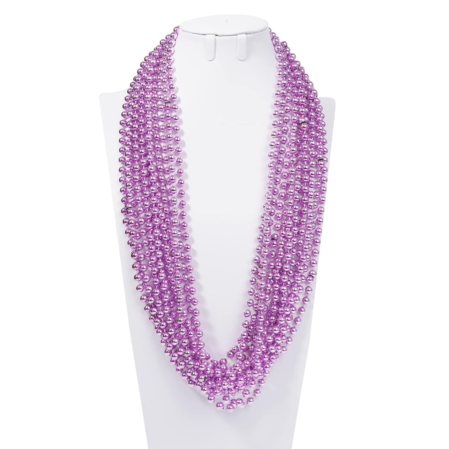YAXINRUI 12-Pack Pink Bead Necklaces – 33” Mardi Gras Beads for Parties, Valentine’s, Cancer Awareness