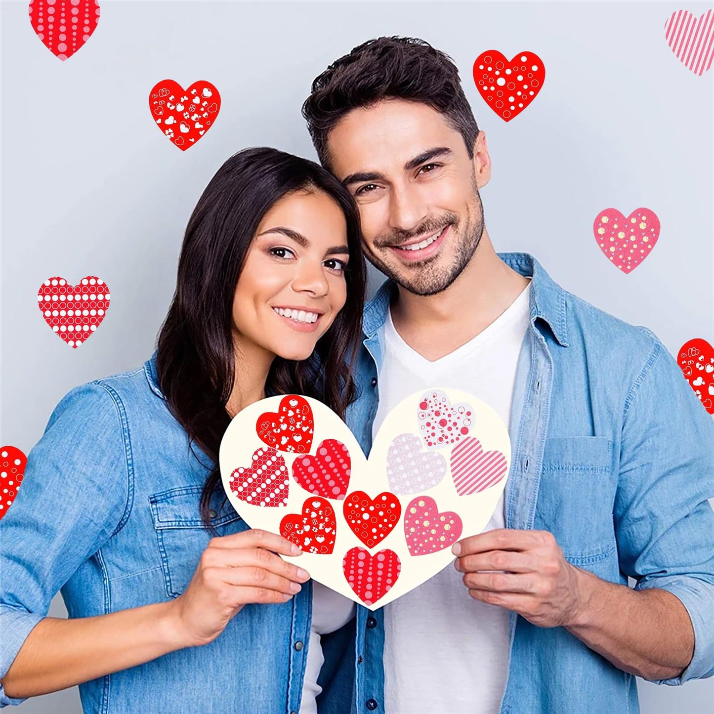 Ycfish 500 Pcs Funky Heart Roll Stickers – Valentine’s Day Love Labels, Red Self-Adhesive Hearts