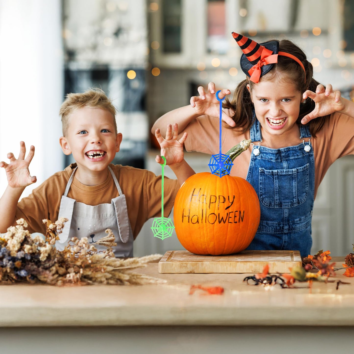 Yeetec 12 Pack Sticky Spider Web Cobweb Hands – Stretchy Sensory Toys for Halloween Party Favors