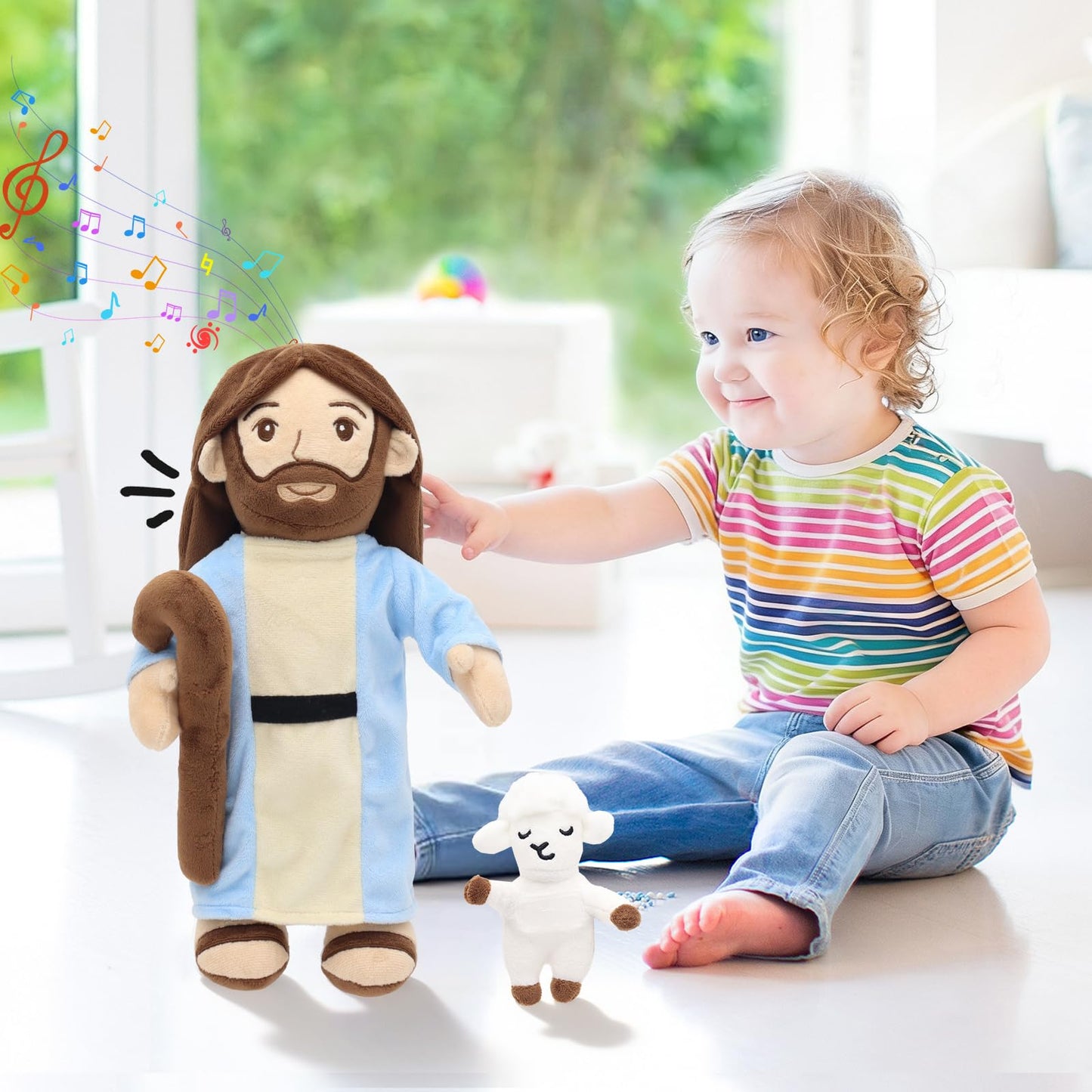 Yelakey Good Shepherd Jesus Plush Talking Doll – 15'' with Bible Verses & Songs