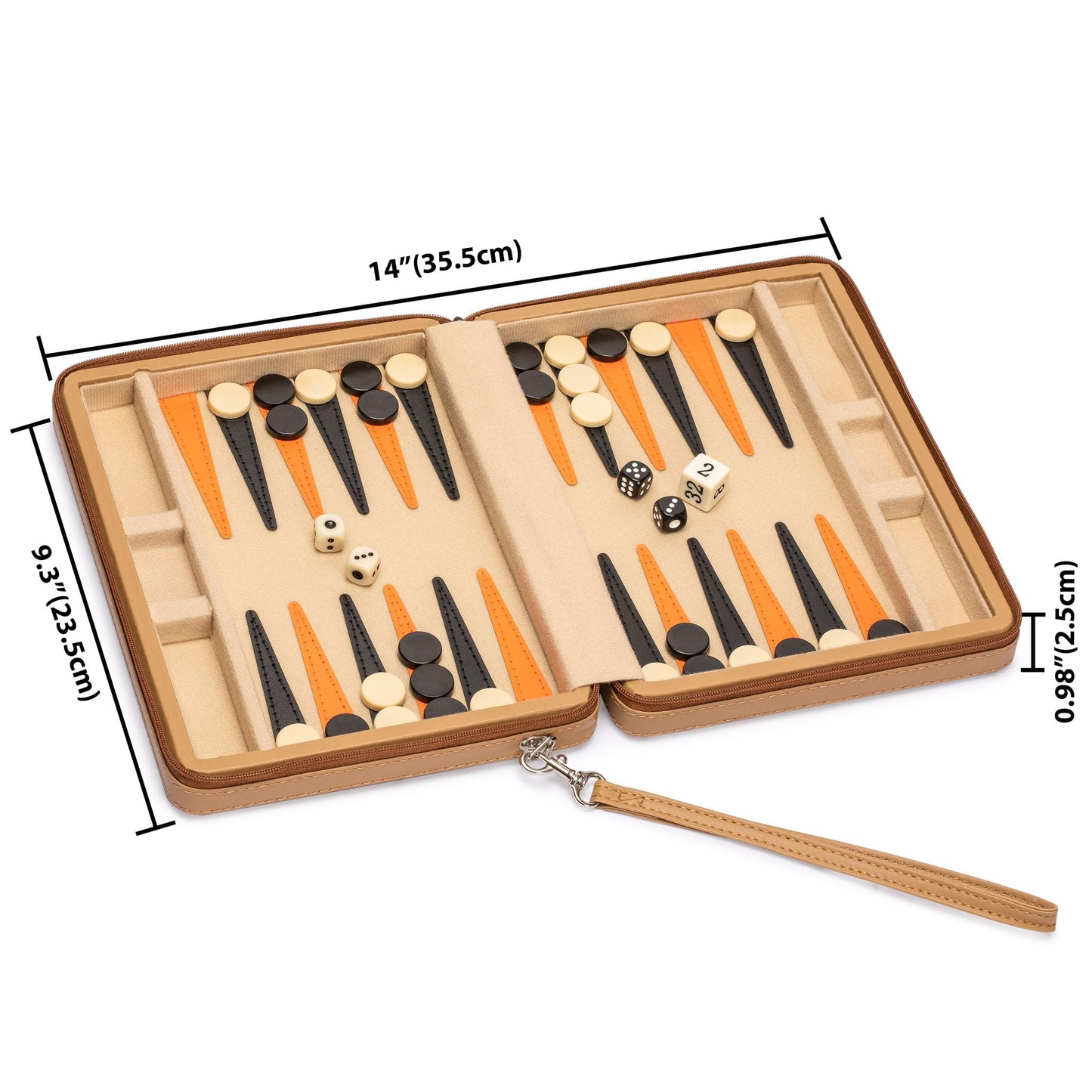 Yellow Mountain Imports Travel Magnetic Leatherette Backgammon Mini Game Set – 9-Inch Board (Bozcaada)