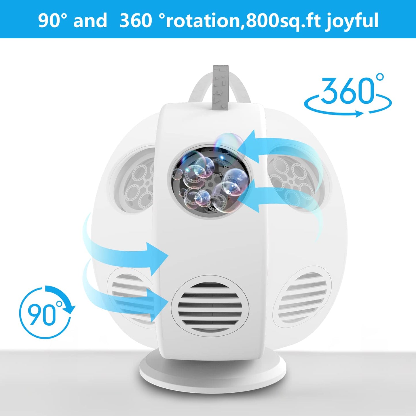 Yevohadt Bubble Machine for Kids – 90°/360° Auto Rotatable, Rechargeable