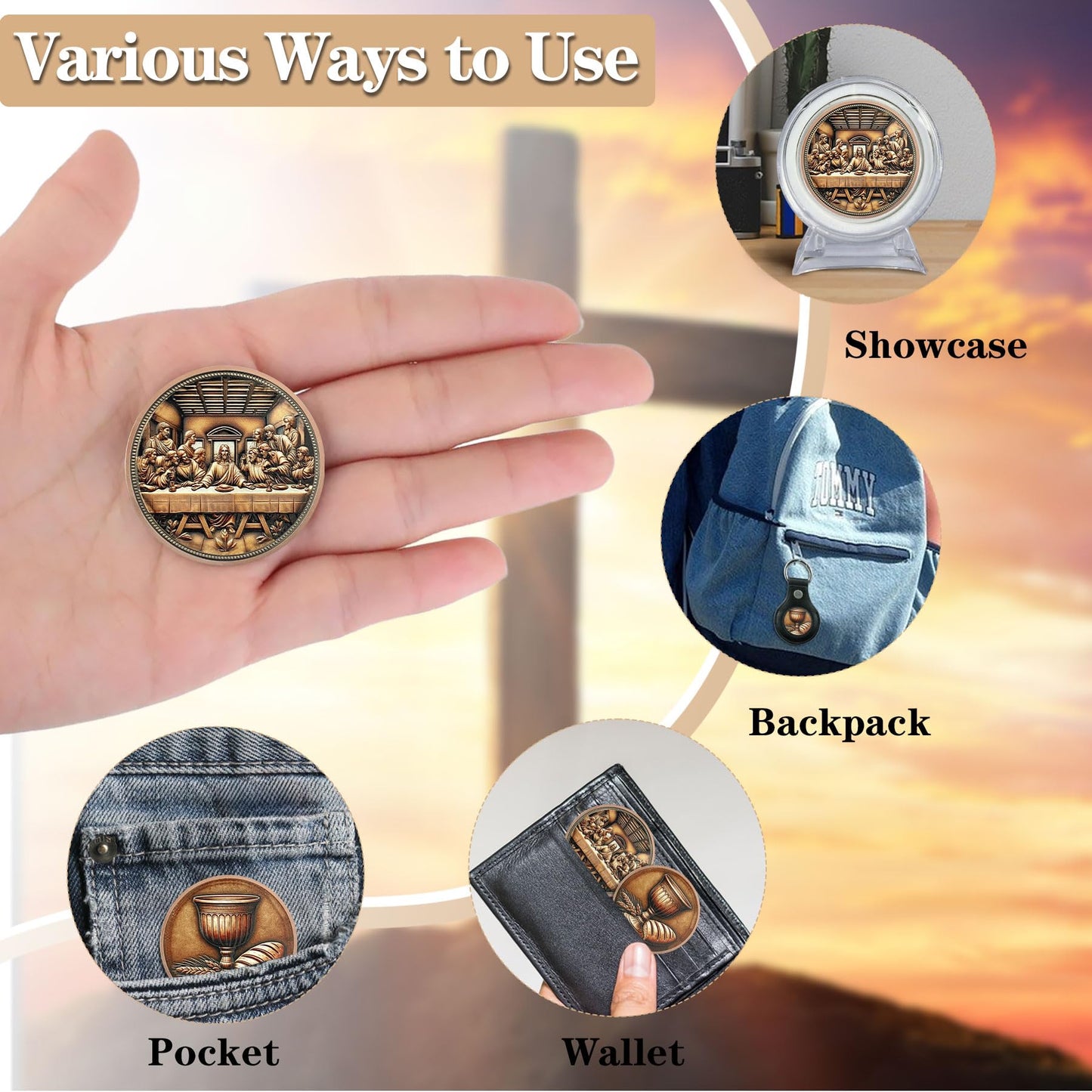 YGLLSSY The Last Supper Coin – Inspirational Jesus Christ Chalice & Bread Design