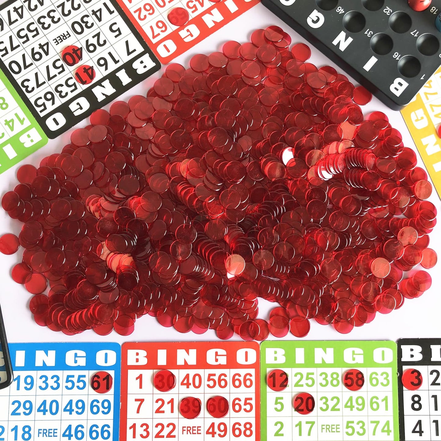 YH Poker 1000 Red Bingo Chips - Durable Plastic Tokens for Bingo, Parties & Classrooms