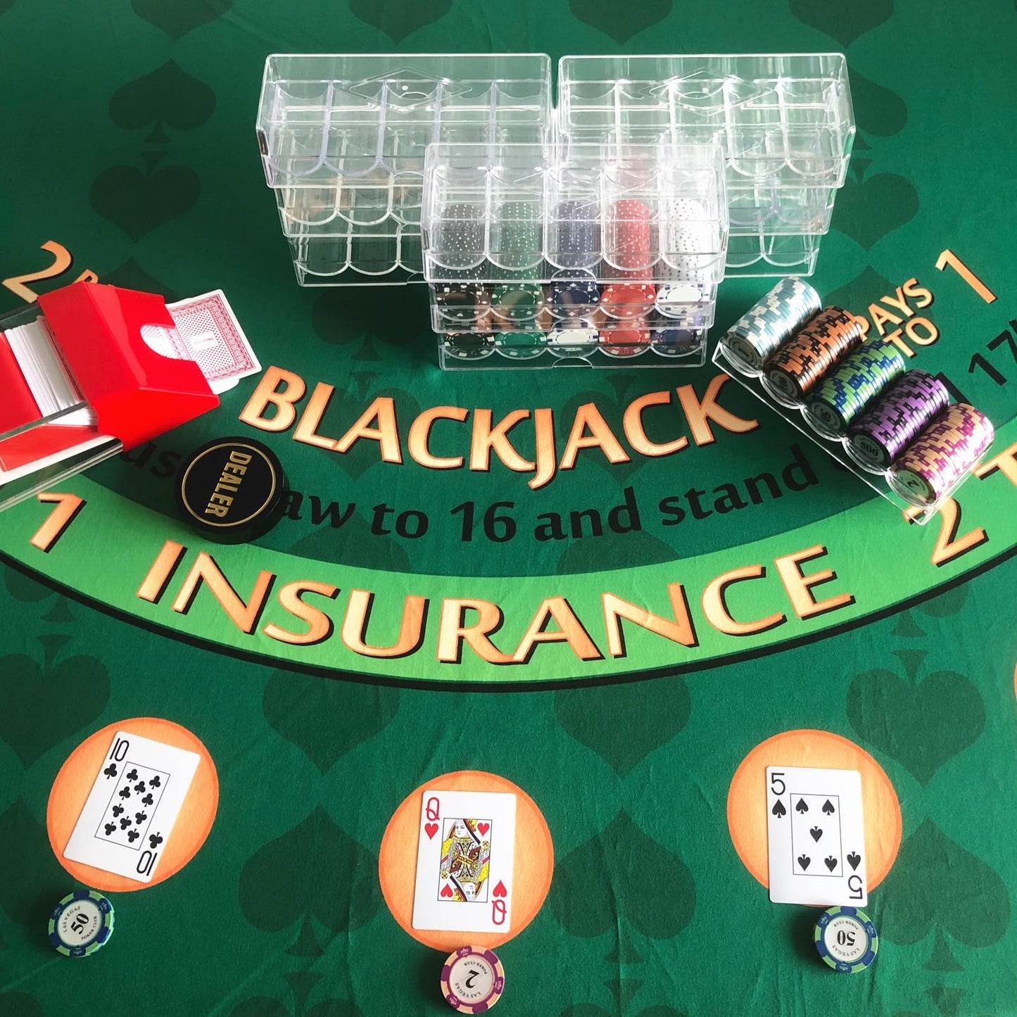 YH Poker Chip Holder Tray Racks – 10-Pack Clear Acrylic Chip Rack Case with Cover | Poker Table Accessories
