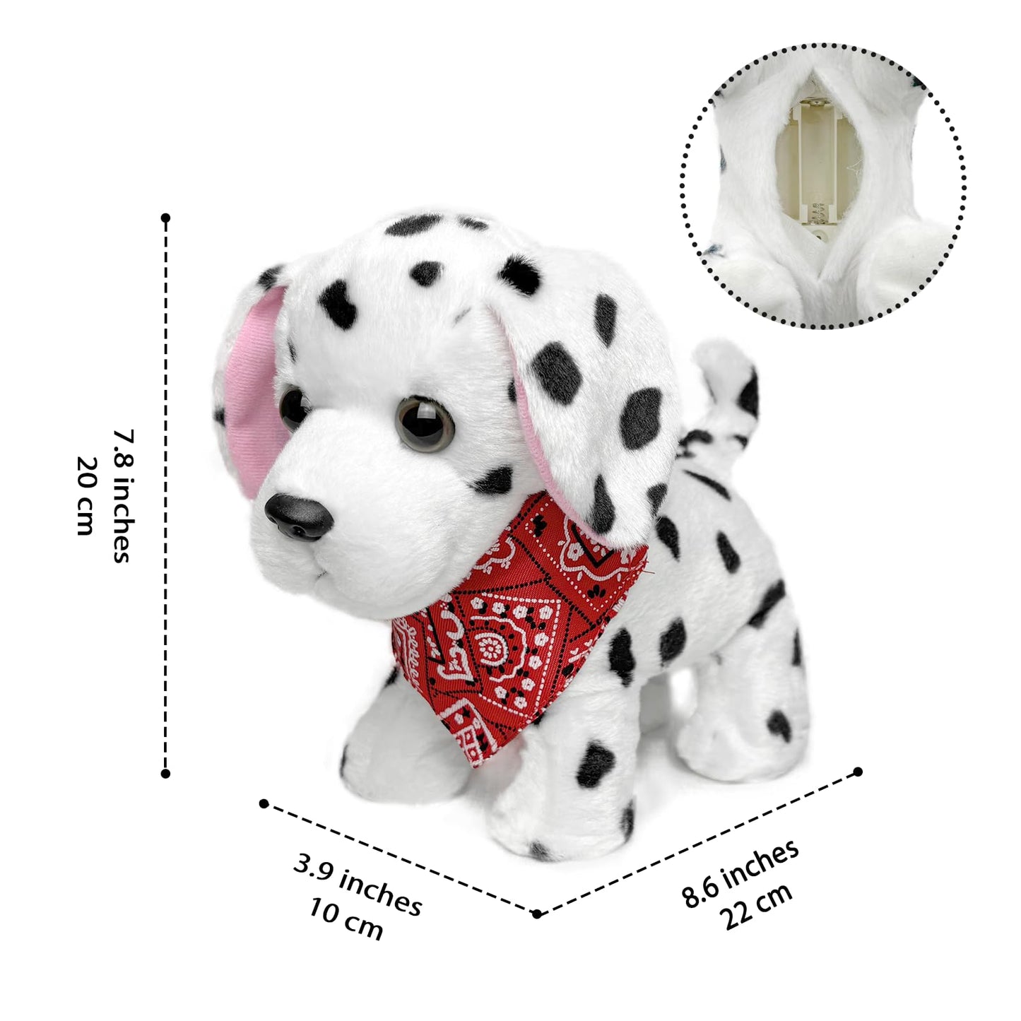 YH YUHUNG Interactive Dalmatian Walking Dog Toy with Leash Remote – Plush Puppy That Walks, Barks & Wags