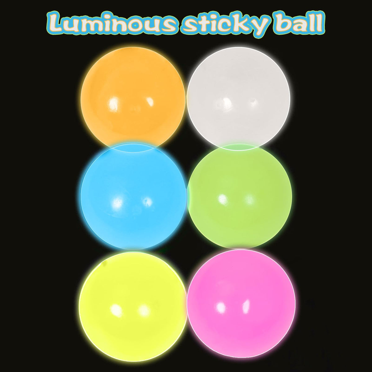 Yidayes Lumi Balls 12-Pack: Glow-in-the-Dark Ceiling Sticky Balls for ASMR, Play, and Gifts