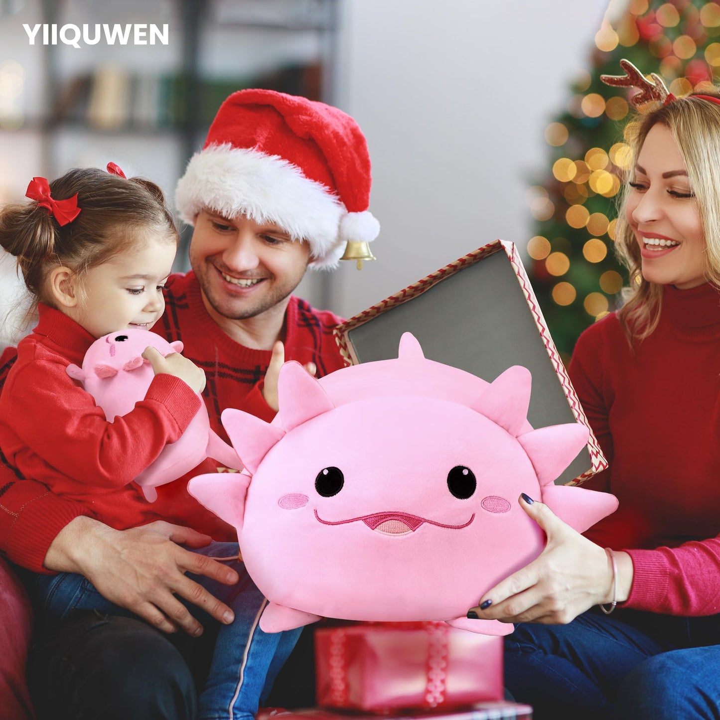 YIIQUWEN Axolotl Plush Family Design - Cute Stuffed Animal & Pillow Set