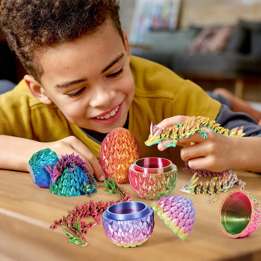 YILCER 4Pcs 3D Printed Dragon Eggs – Realistic Dragons Inside, Easter Gift & Desk Decor