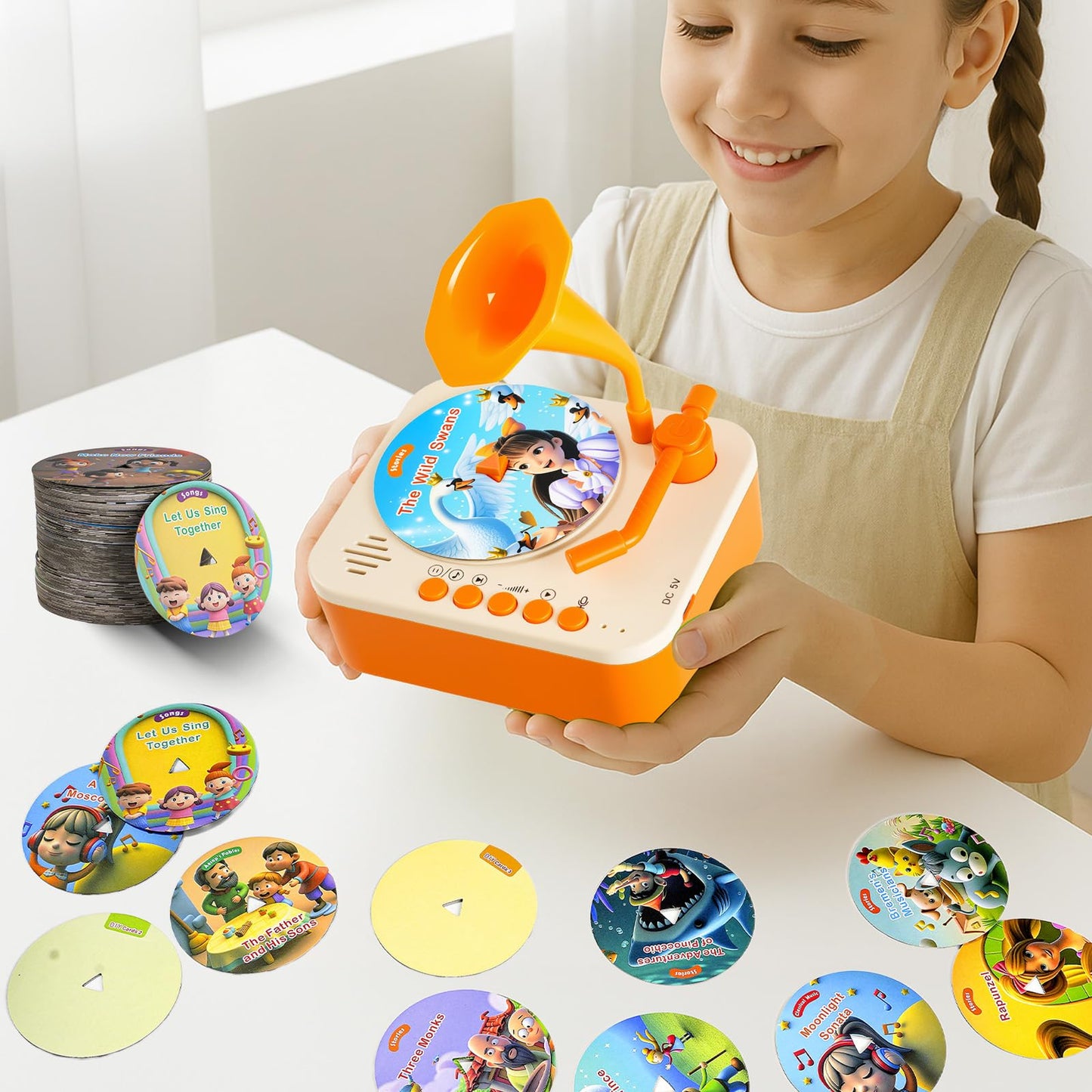 Yimido Kids Phonograph Toddler Record Player with 96 Learning Cards | Early Education Toy