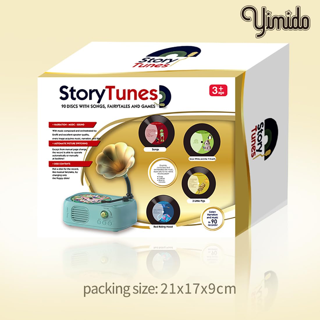 Yimido Kids Phonograph Toddler Record Player with 96 Learning Cards