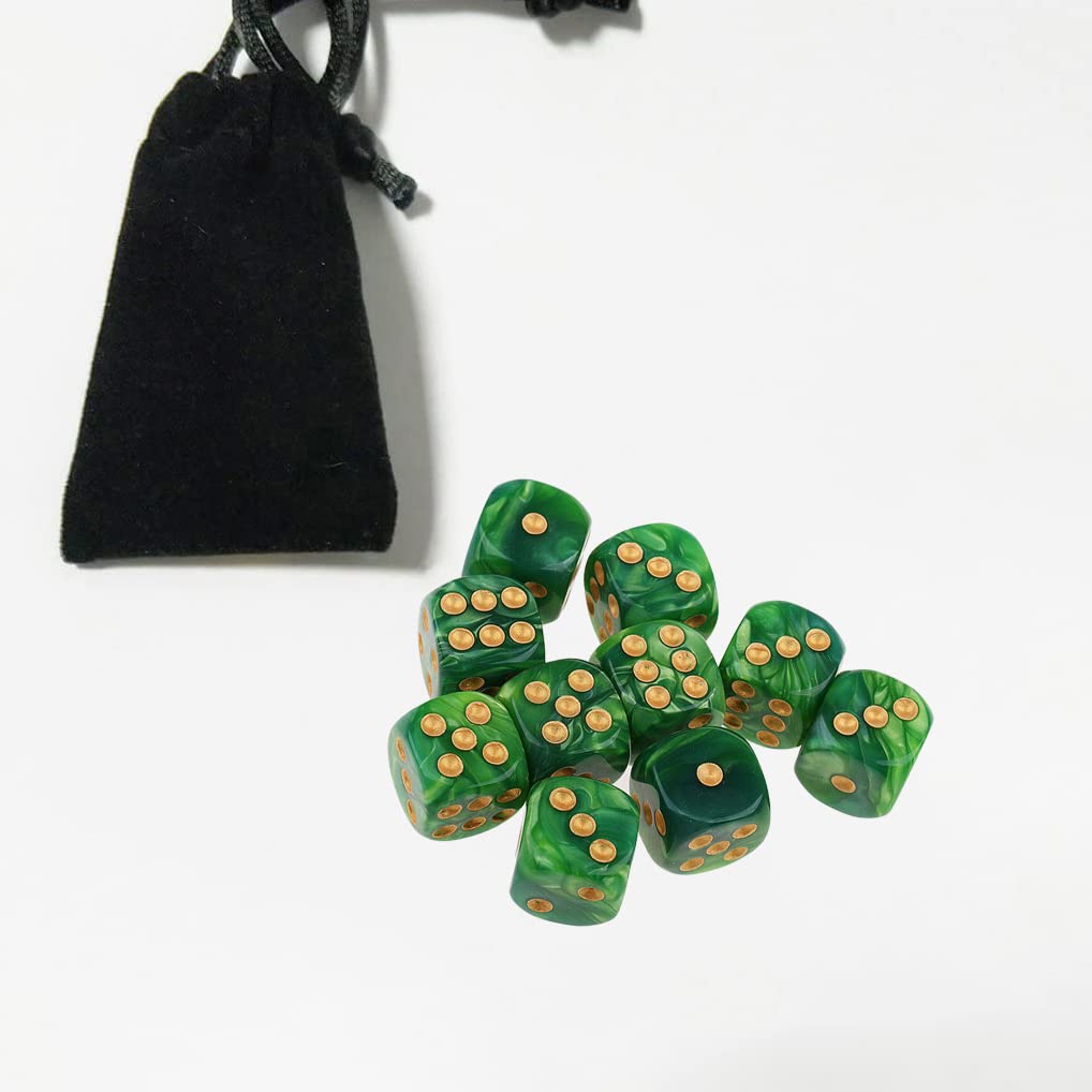 Yiotfandoll 10PCS Polyhedral D6 Dice 16mm – Acrylic Tabletop Dice for RPG MTG DND (Green Yellow)