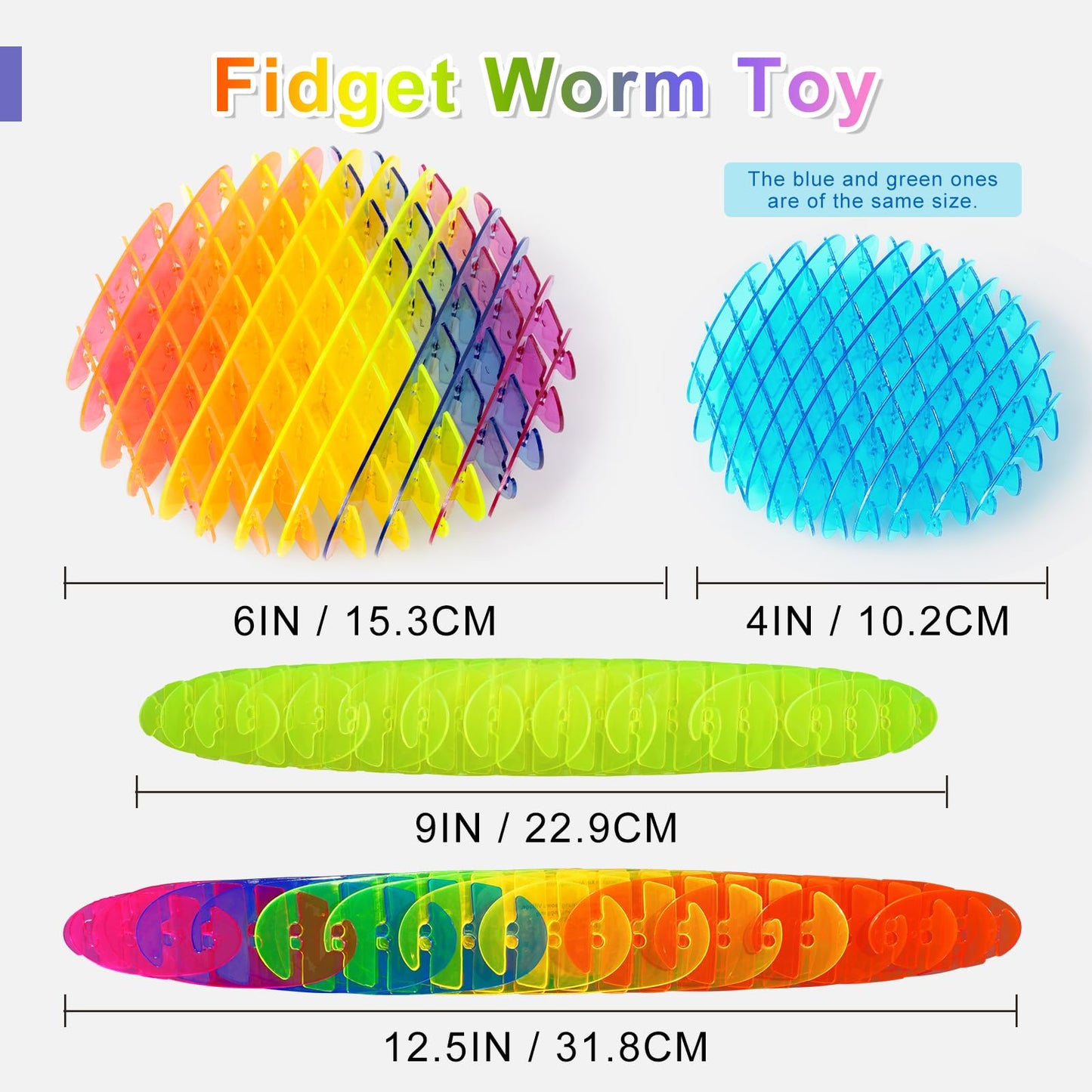 Yisryerow Fidget Worm 3-Pack – Quiet Sensory Fidgets for All Ages