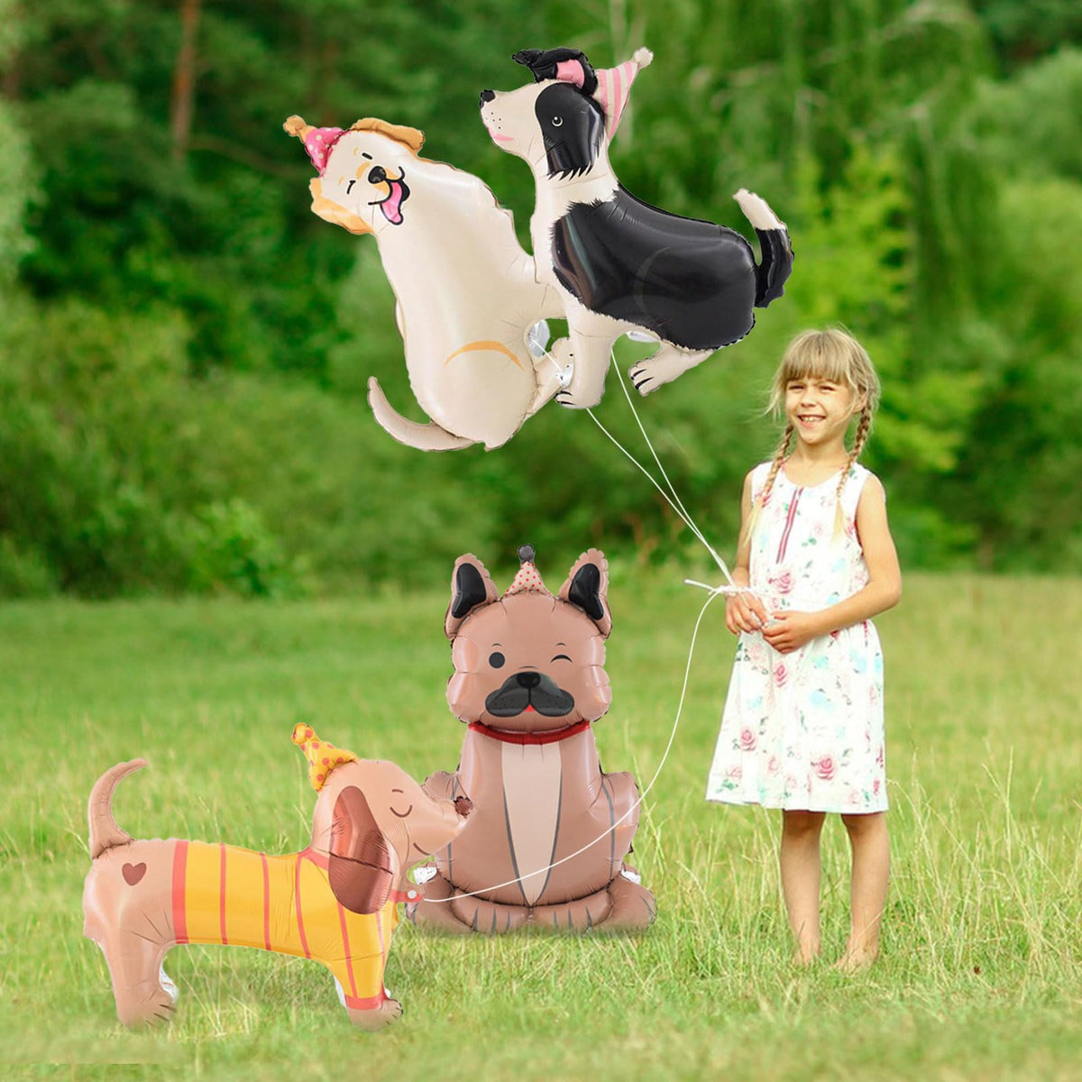 YiYou 4D Standing Puppy Foil Balloons - 4-Pack Self-Standing Dog Theme Party Decor