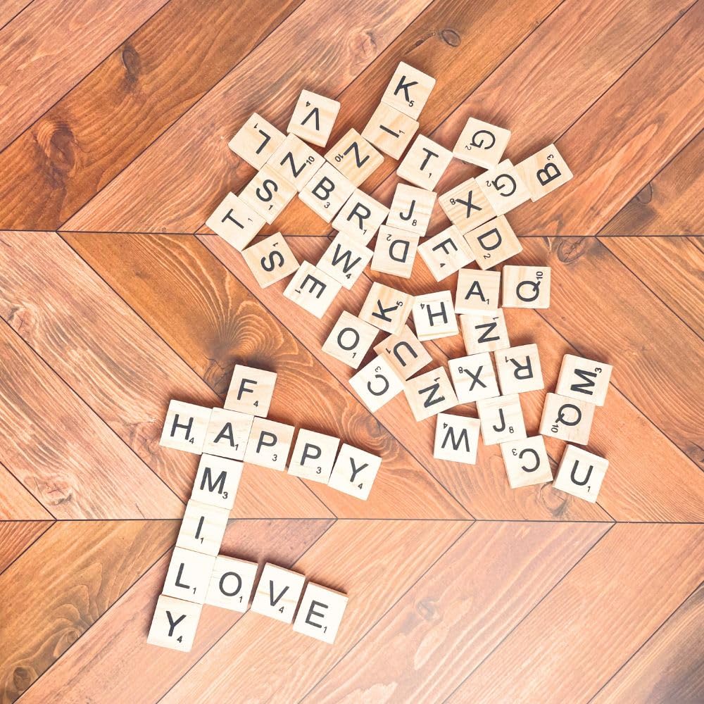 YJ PREMIUMS 200-Pc Wood Magnetic Letter Tiles – Large Alphabet Magnets for Fridge, Wall, and Learning