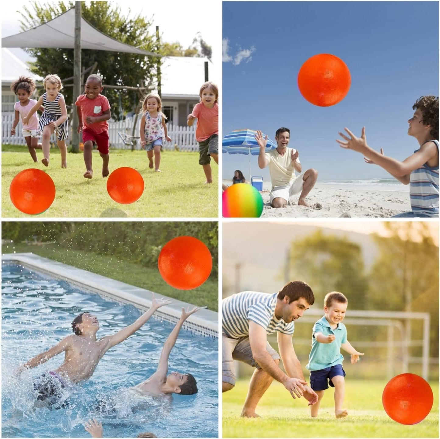 YNHFIFI 4 Pack Playground Ball – 8.5-inch Rainbow Kickballs with Pump for Indoor & Outdoor Play