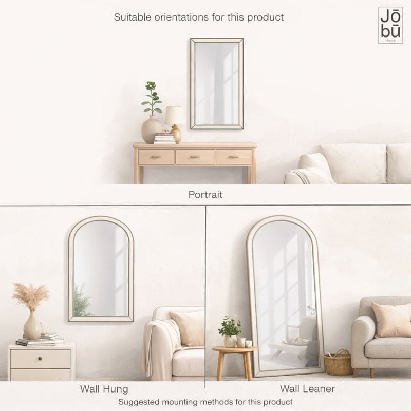 Yoko - Full Length Black Metal Gentle Arch Mirror - 180cm x 90cm