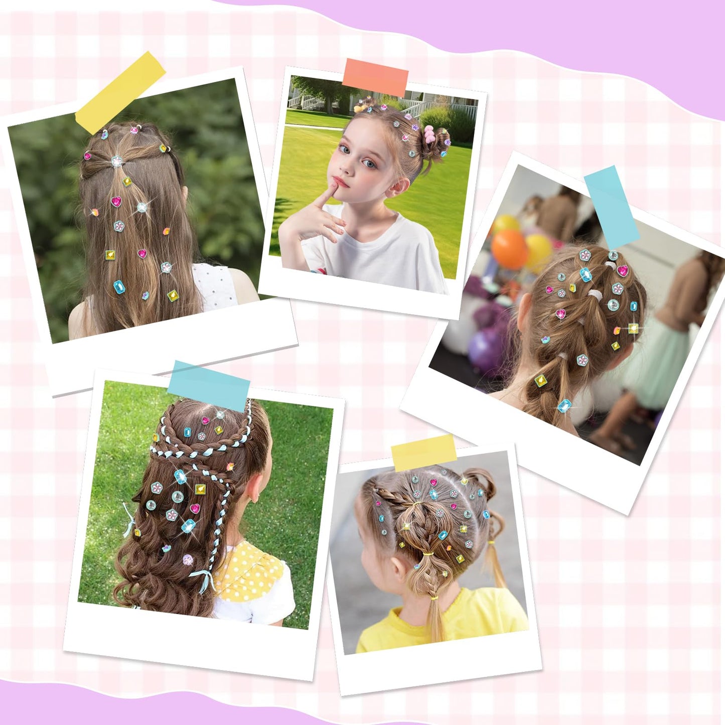 Yoloflix Hair Gem Stamper Kit - Bling Hair Jewels for Girls - Reusable Diamonds (Green)