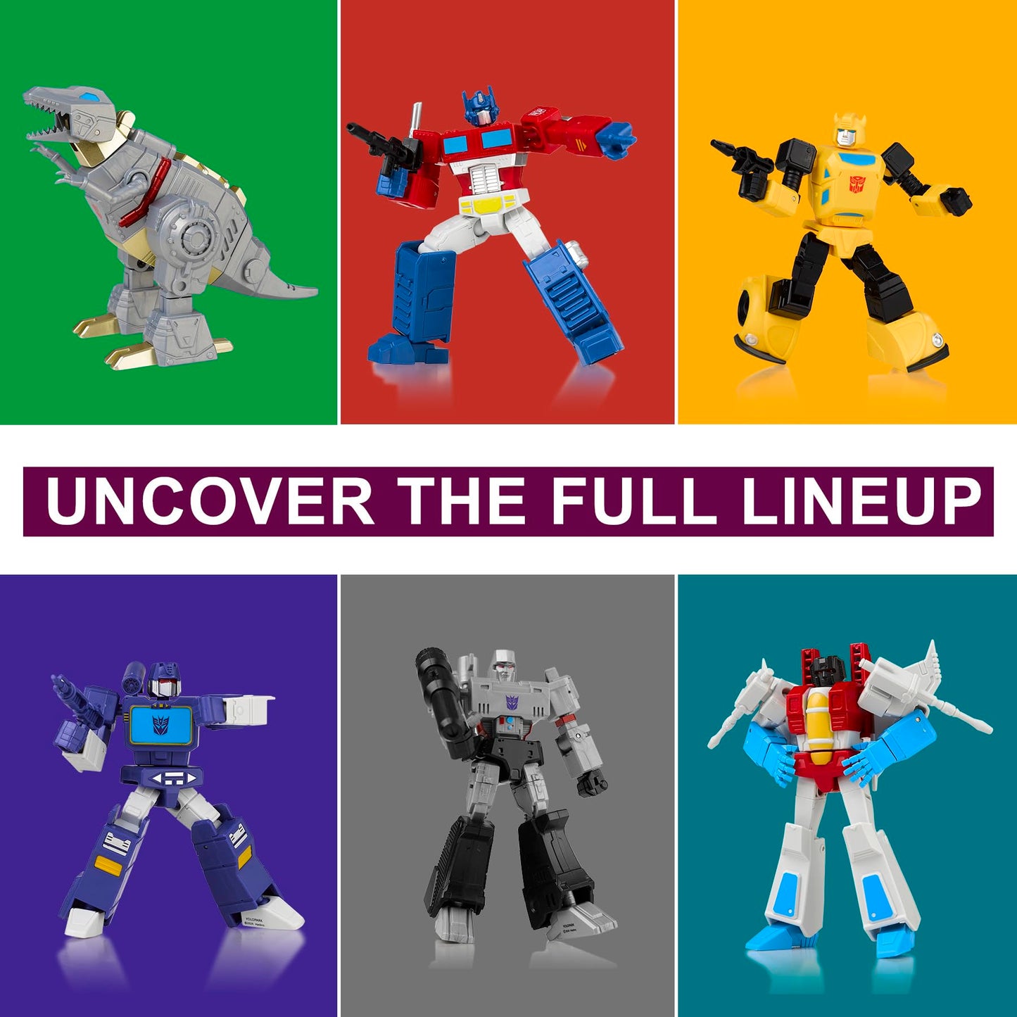 YOLOPARK Transformers G1 6-Pack Action Figures - Optimus Prime, Bumblebee, Megatron & More (No Converting)