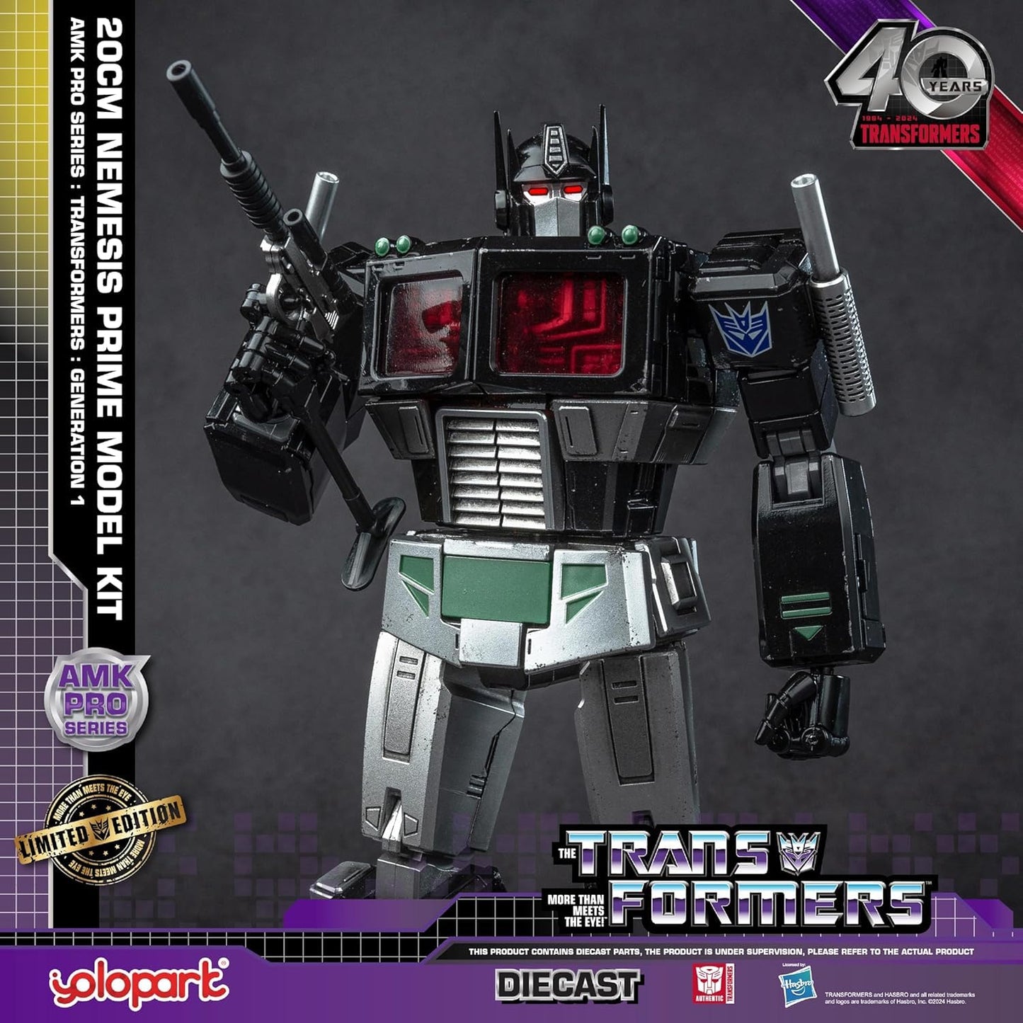 YOLOPARK Transformers G1 Nemesis Prime – Upgraded Weapons, 7.87-Inch Articulated, Non-Transformable