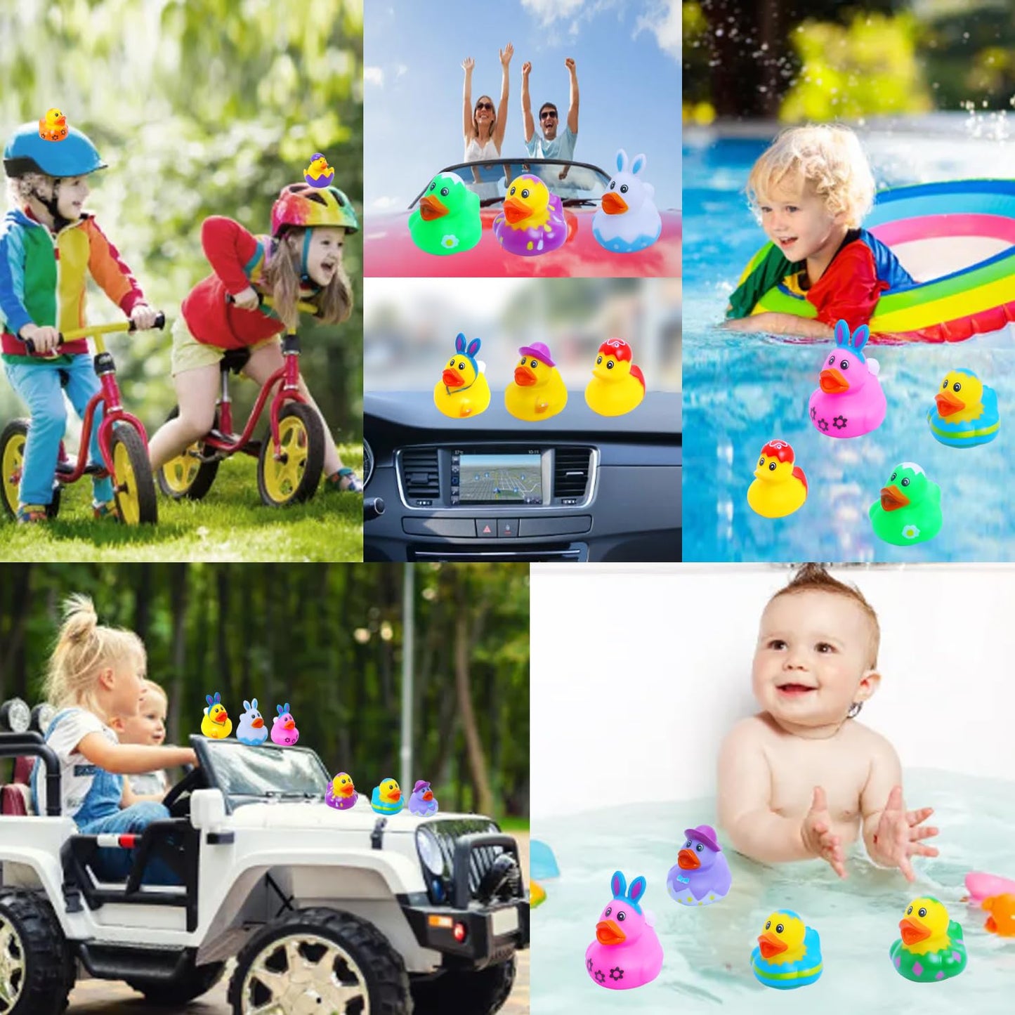 Yomwet 24 Pcs Easter Eggs with Rubber Duck Toys for Kids – Colorful Bath Toys & Easter Basket Stuffers
