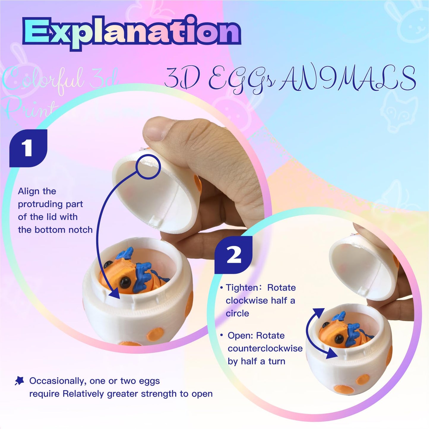 YonaaClin 3D Printed Dragon Egg with Dragon Inside — Glowing Night Fidget Toy Set (12-Piece)