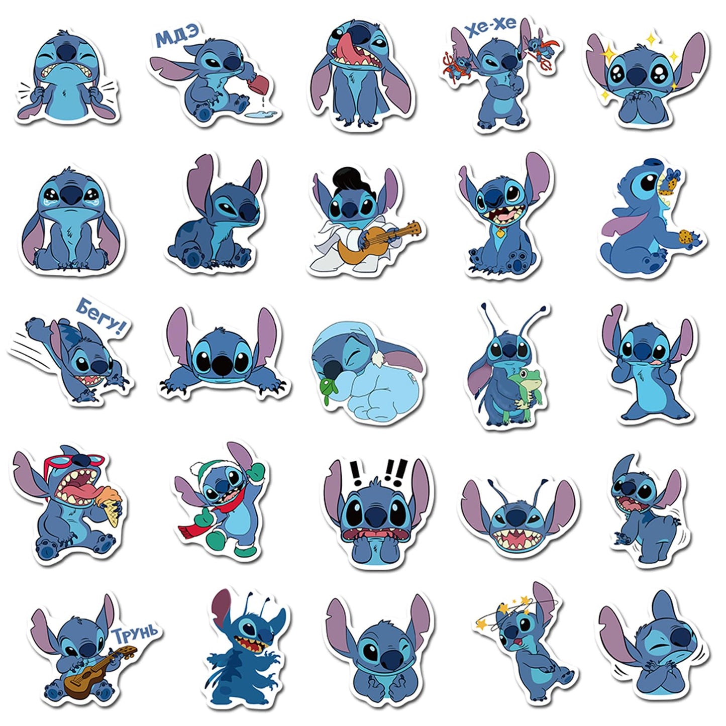 YONGAI 50Pcs Stitch Sticker Set for Kids – Waterproof Cartoon Vinyl Decals