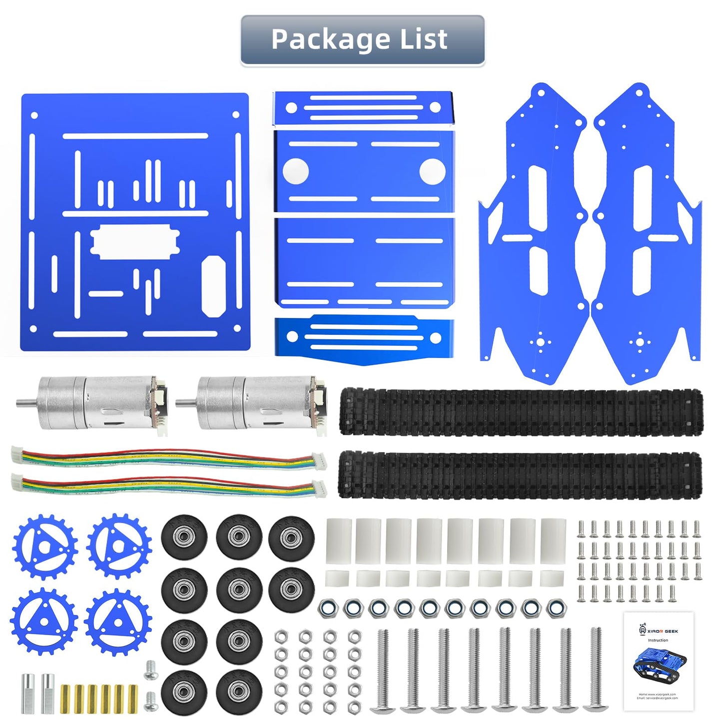 YonPhsy Tank Chassis with Motor – Blue Full-Metal Track Platform for DIY Robots (Encoder Motor)