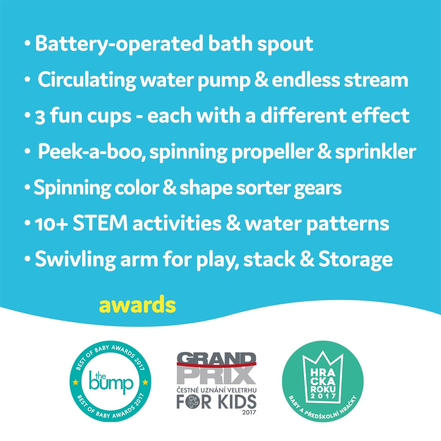 Yookidoo Bay Bath Toddler Toys – Spin N Sort Spout Pro, 3 Cups & Spinning Gears